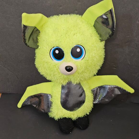 Classic Toy‎ Co Plush Bat Big Eyes, Neon Green & Black, 10" Soft Cuddly Plushie - Picture 1 of 5